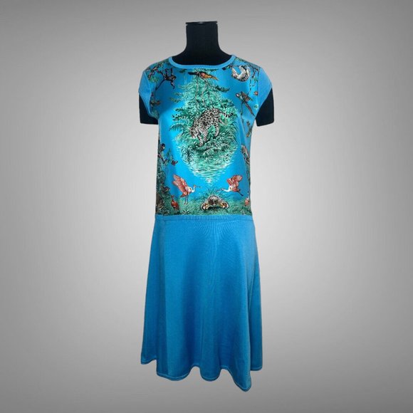 New Hermes Luxurious Silk Twill & Tricotage Equateur Dress Made In Italy